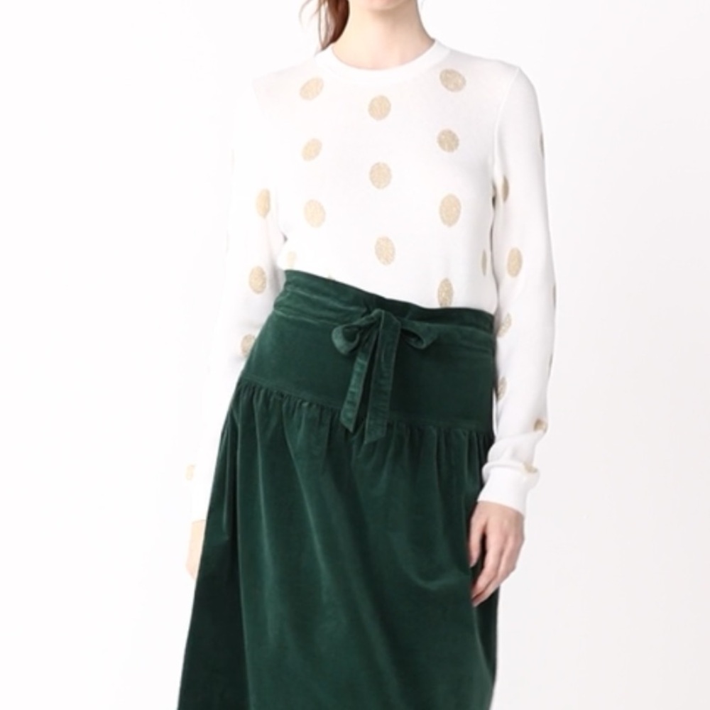 DRAPER JAMES RSVP White and Gold Long Sleeve Polka Dot Sweater NWT size XXL
